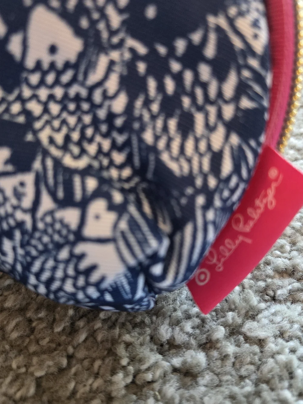 Lilly Pulitzer X Target Pink & Blue Fish Print Cosmetic Pouch Make Up Bag